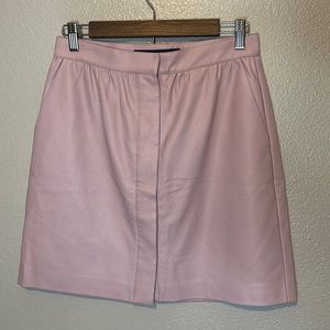 French Connection Blush Pink Faux Leather Button Front 2 Pocket Skirt | Size 6